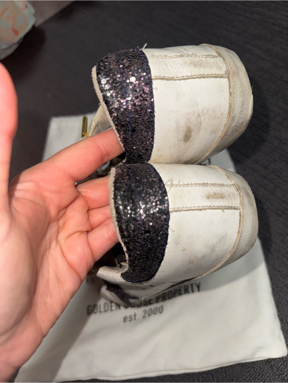Golden Goose White Low-Top Sneakers with Navy Star - Picture 8 of 12